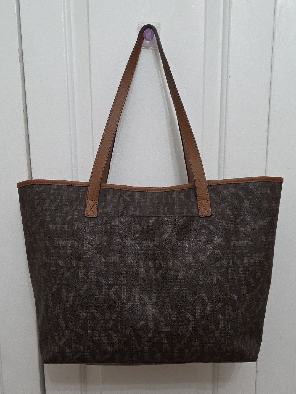 Michael Kors Jet Set Travel Medium MK Signature PVC Leather Tote Bag Brown - Picture 6 of 9
